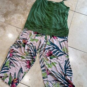 Soma Green and Floral Pajama Set